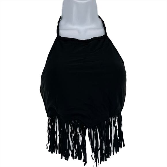 Boho Fringe Bikini Swimsuit Top in Black Size Small - Picture 3 of 7